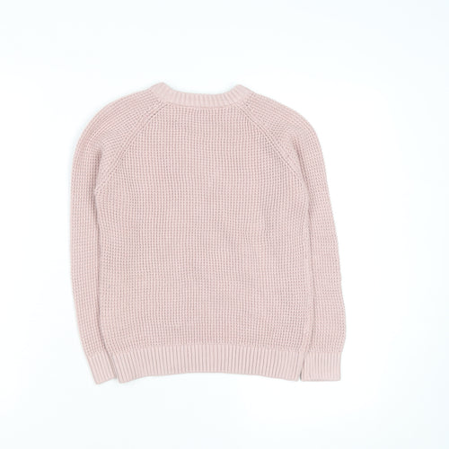 Marks and Spencer Girls Pink 7-8 Years Crew Neck Knitted Jumper