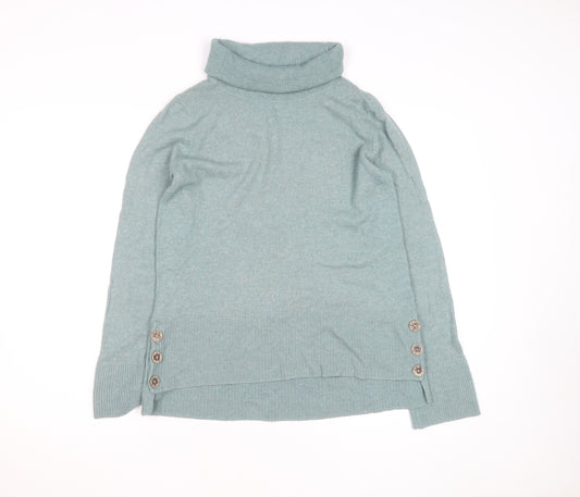 White Stuff Women's Green Roll Neck Wool Pullover Jumper Size 12