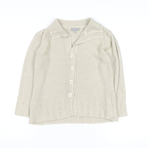 Marks and Spencer Per Una Women Beige Cotton Button Cardigan Size 10