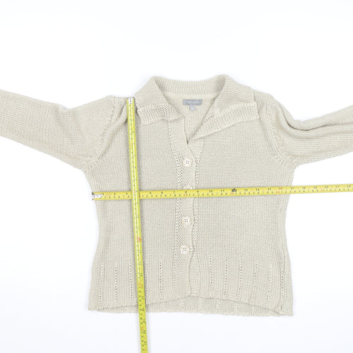 Marks and Spencer Per Una Women Beige Cotton Button Cardigan Size 10