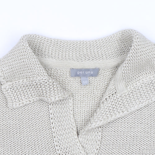 Marks and Spencer Per Una Women Beige Cotton Button Cardigan Size 10
