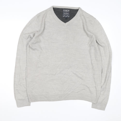 Kensington Eastside Men's Beige V-Neck Cotton Blend Jumper L