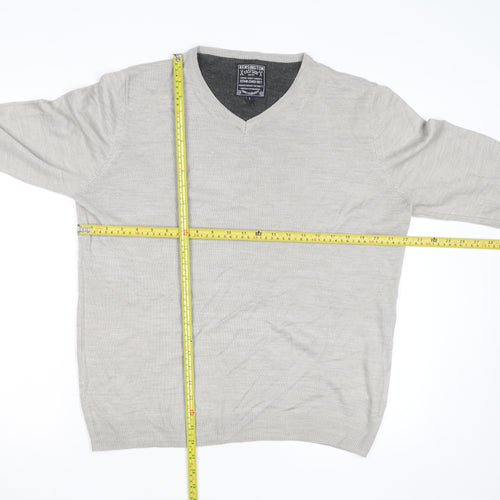 Kensington Eastside Men's Beige V-Neck Cotton Blend Jumper L