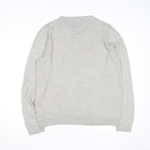 Kensington Eastside Men's Beige V-Neck Cotton Blend Jumper L