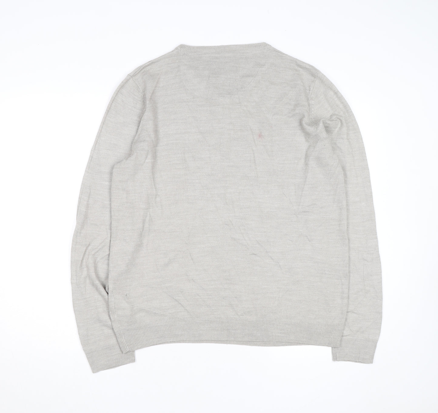 Kensington Eastside Men's Beige V-Neck Cotton Blend Jumper L