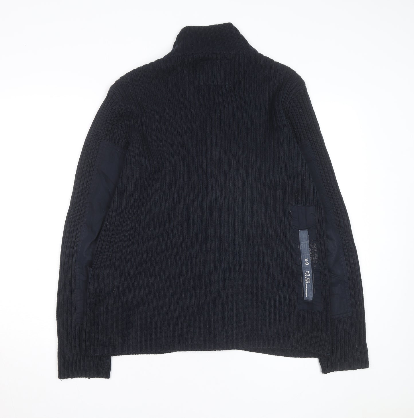 G-Star Men Black L Cotton Ribbed Cardigan Button Up Knit