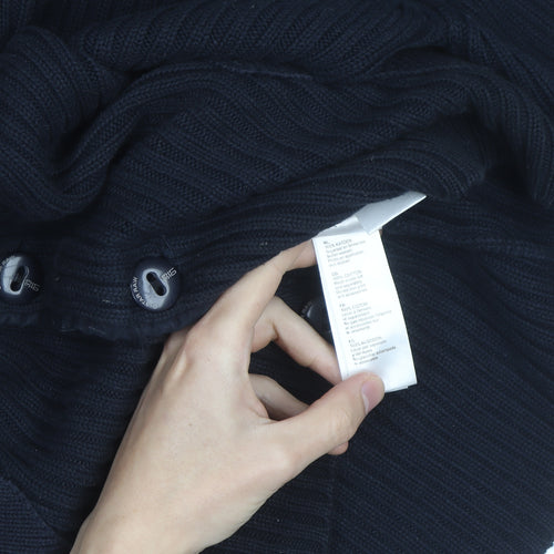 G-Star Men Black L Cotton Ribbed Cardigan Button Up Knit