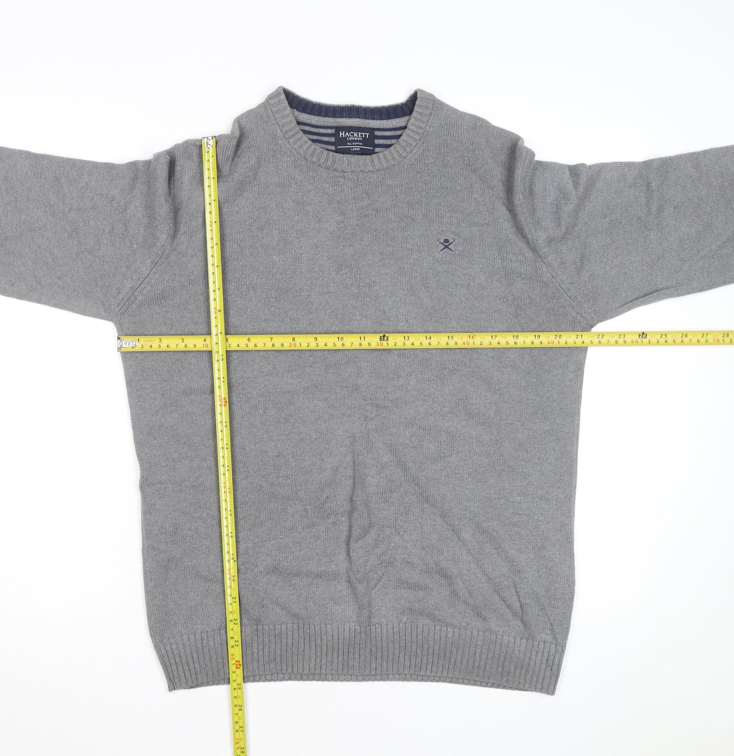 Hackett Men’s Grey Cotton Crew Neck Jumper Size L