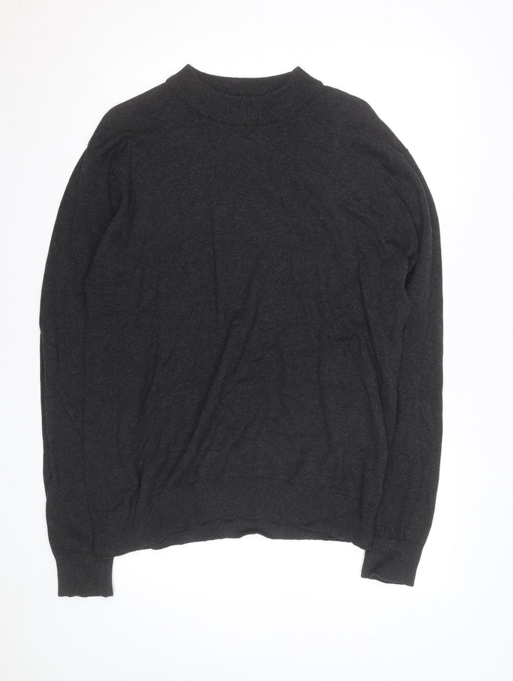 Brave Soul Men's Grey 2XL Mock Neck Pullover Jumper