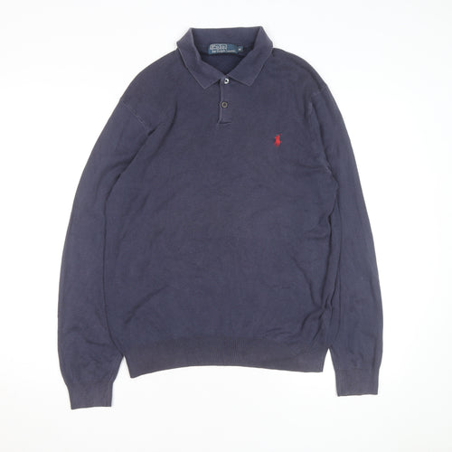 Ralph Lauren Men's Blue Long Sleeve Cotton Polo Shirt M