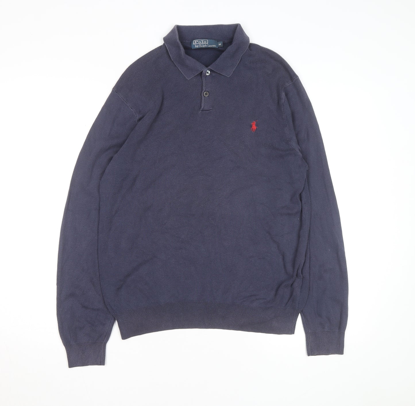 Ralph Lauren Men's Blue Long Sleeve Cotton Polo Shirt M