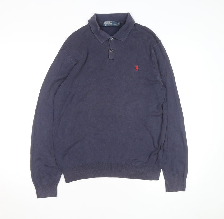 Ralph Lauren Men's Blue Long Sleeve Cotton Polo Shirt M