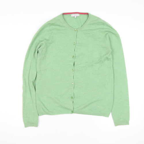 ISLE Men's Green Cashmere Crew Neck Cardigan Size S