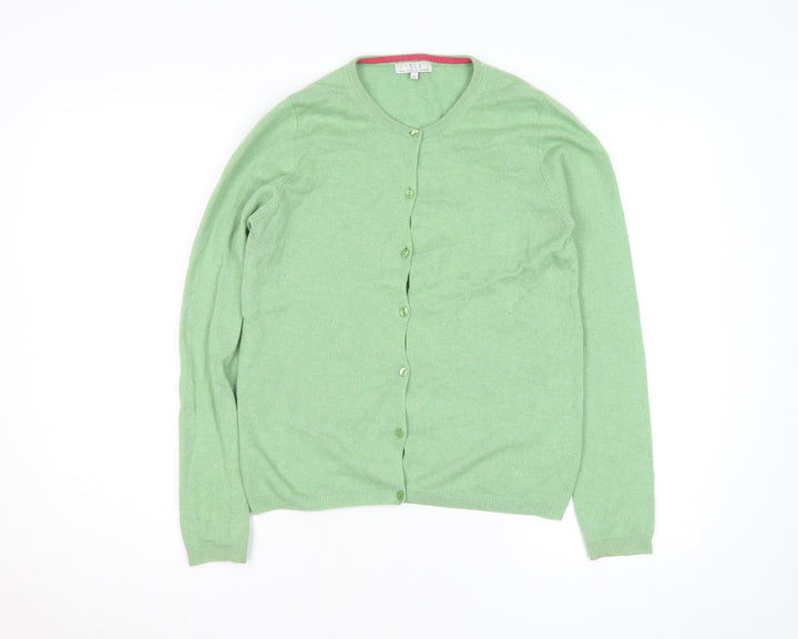 ISLE Men's Green Cashmere Crew Neck Cardigan Size S