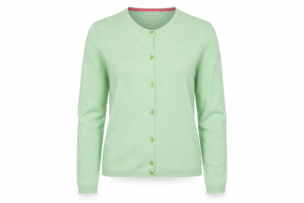 ISLE Men's Green Cashmere Crew Neck Cardigan Size S