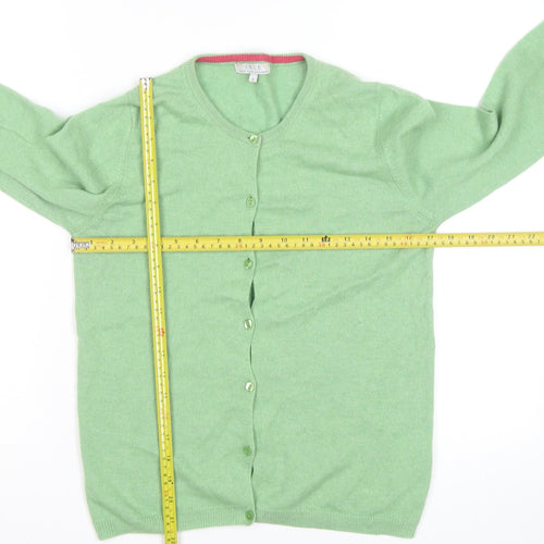ISLE Men's Green Cashmere Crew Neck Cardigan Size S