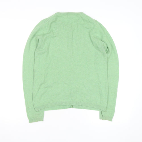 ISLE Men's Green Cashmere Crew Neck Cardigan Size S