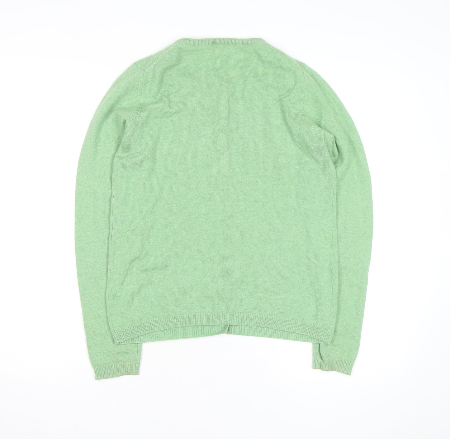 ISLE Men's Green Cashmere Crew Neck Cardigan Size S
