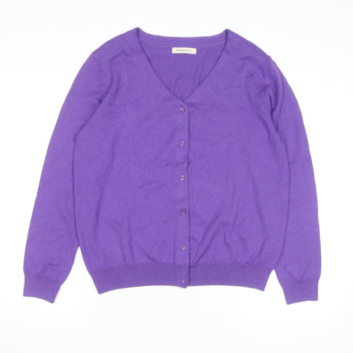 Woolovers Men's Purple Cotton Silk V-Neck Cardigan M