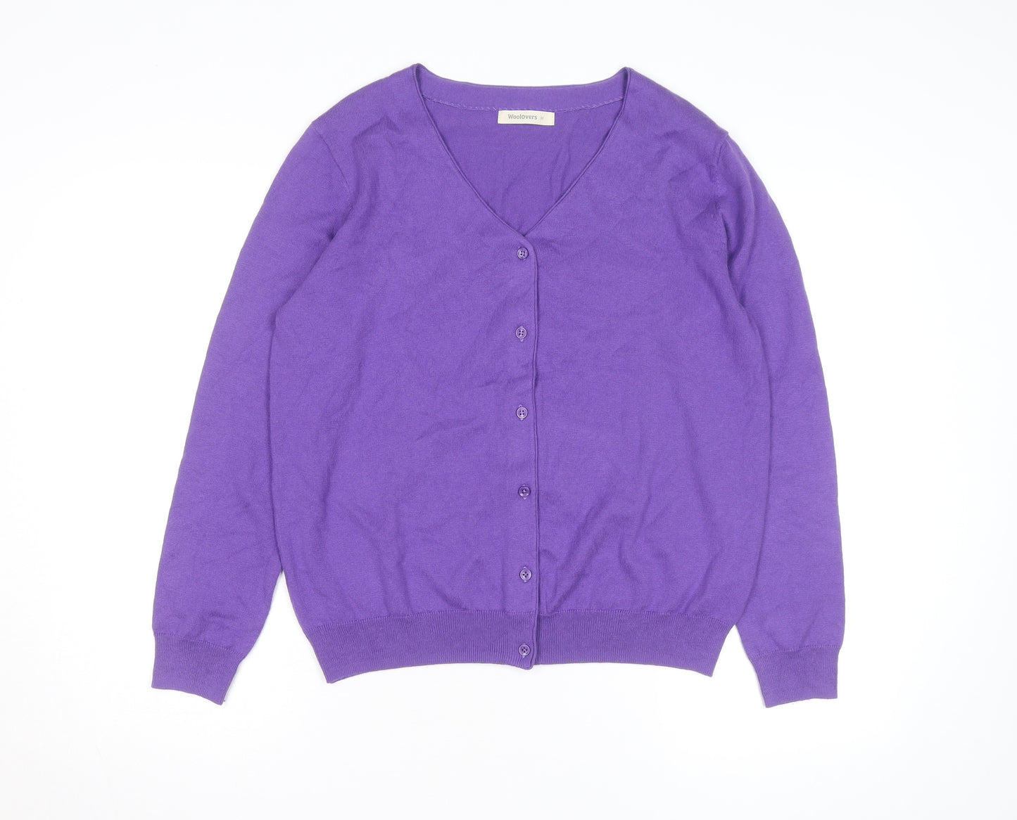 Woolovers Men's Purple Cotton Silk V-Neck Cardigan M