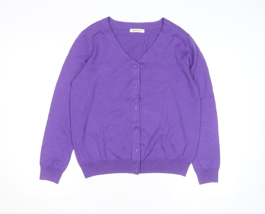 Woolovers Men's Purple Cotton Silk V-Neck Cardigan M