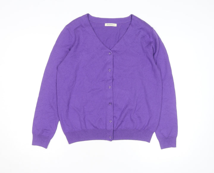 Woolovers Men's Purple Cotton Silk V-Neck Cardigan M