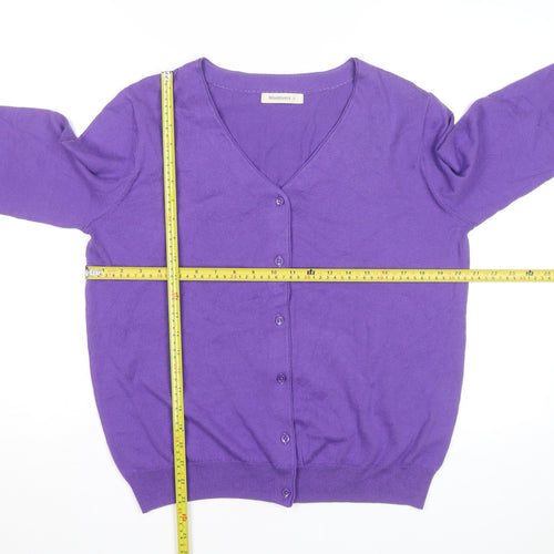 Woolovers Men's Purple Cotton Silk V-Neck Cardigan M