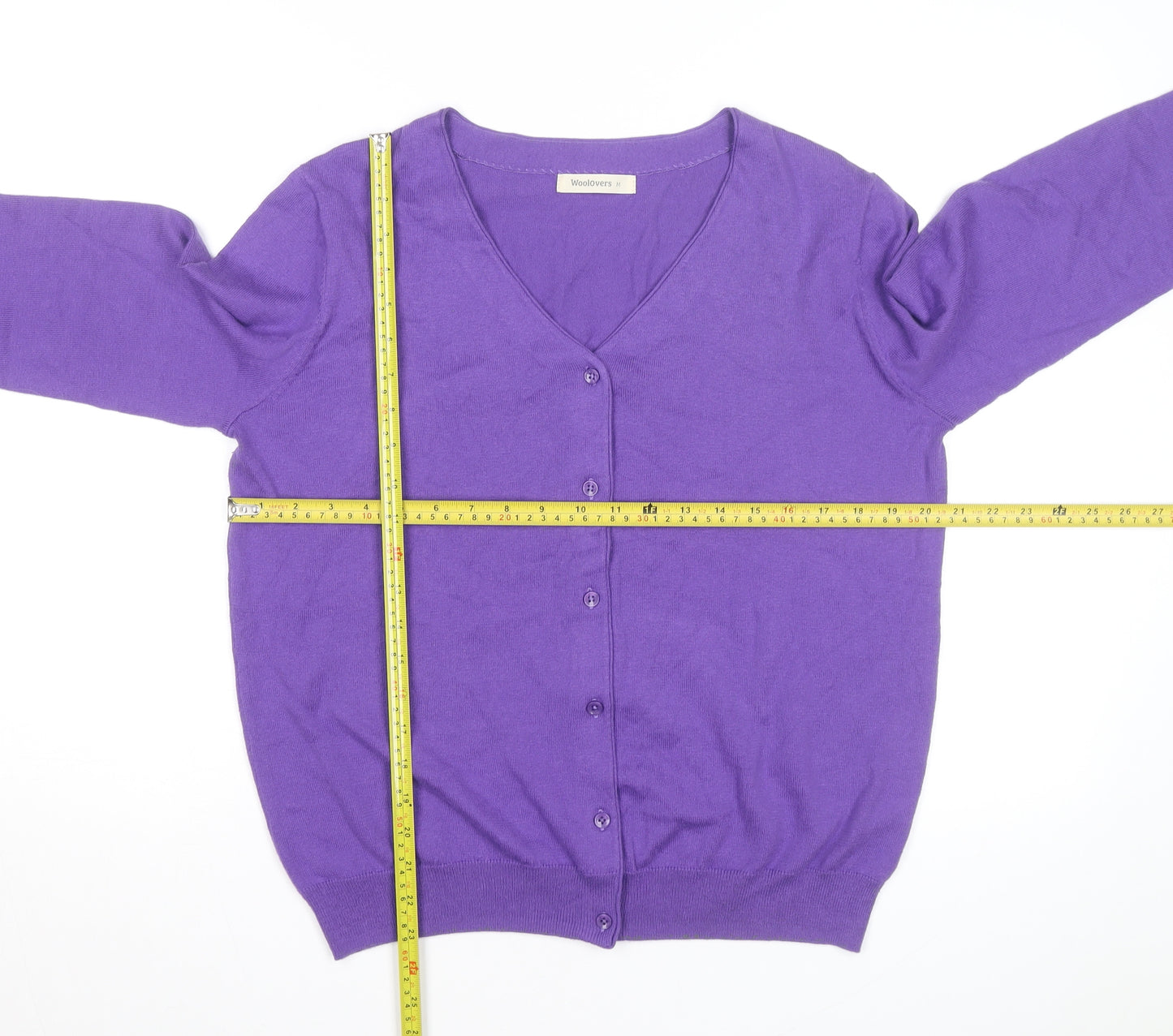 Woolovers Men's Purple Cotton Silk V-Neck Cardigan M
