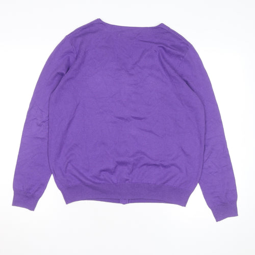 Woolovers Men's Purple Cotton Silk V-Neck Cardigan M