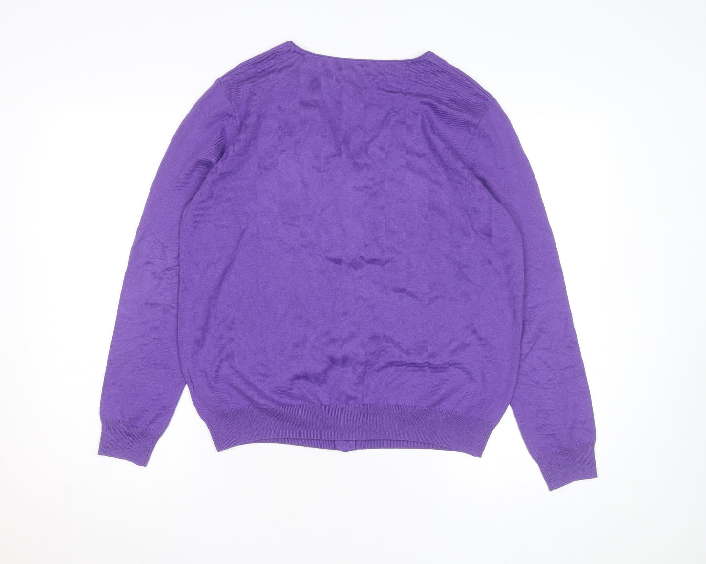 Woolovers Men's Purple Cotton Silk V-Neck Cardigan M