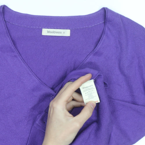 Woolovers Men's Purple Cotton Silk V-Neck Cardigan M