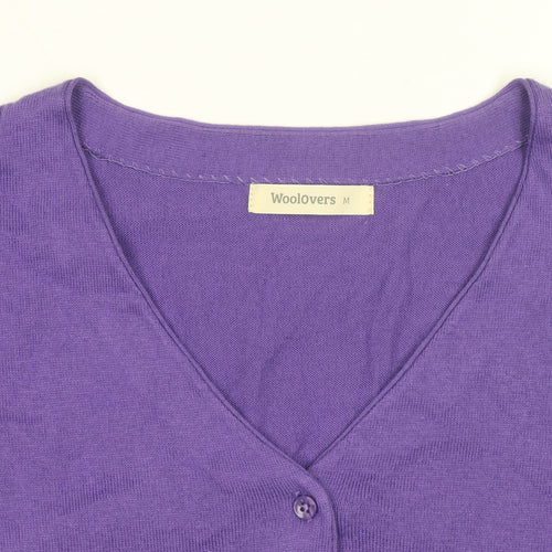 Woolovers Men's Purple Cotton Silk V-Neck Cardigan M