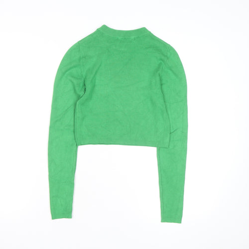 Pull & Bear Womens Green Slim Fit Crew Neck Knit Jumper Size S