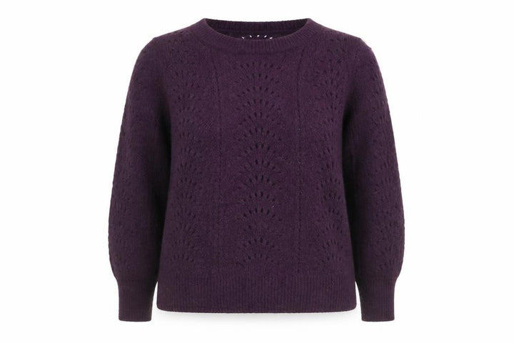 Gap Womens Purple Wool Blend Open Knit Crew Neck Jumper XS