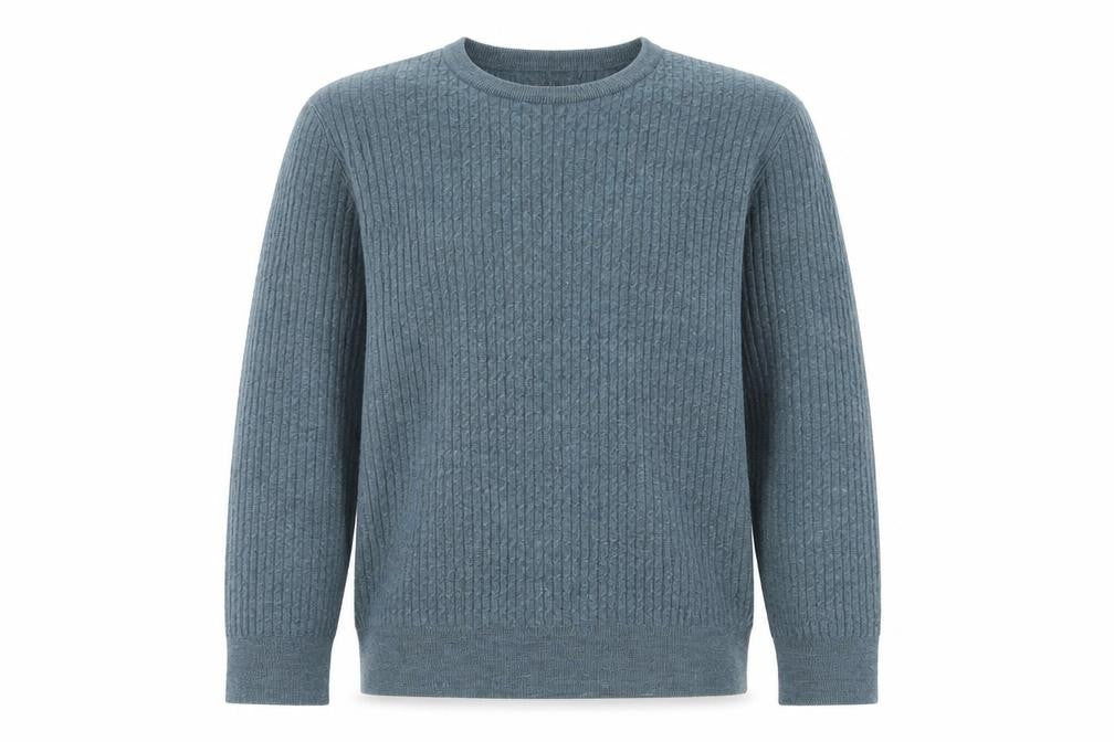 Cynthia Rowley Men's Blue XL Merino Wool Cable-Knit Jumper