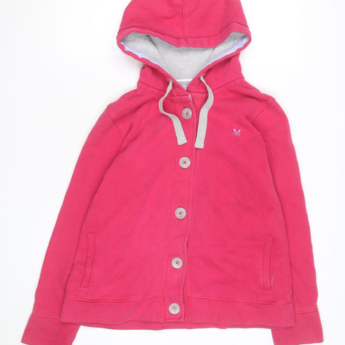 Crew Clothing Co Womens Pink Button Hoodie Size 14 Cotton Casual