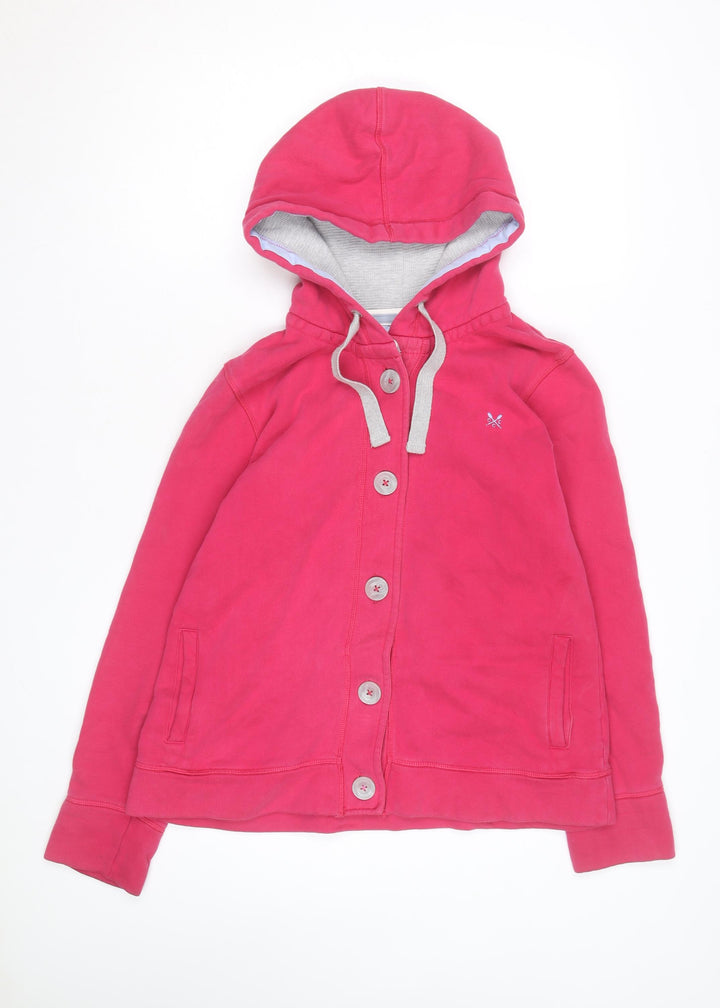 Crew Clothing Co Womens Pink Button Hoodie Size 14 Cotton Casual