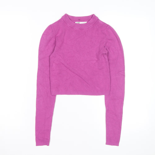 Pull & Bear Women’s Pink Mock Neck Slim Fit Knit Jumper Size 8