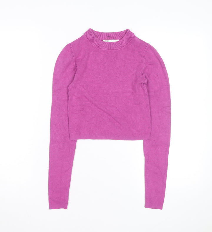 Pull & Bear Women’s Pink Mock Neck Slim Fit Knit Jumper Size 8