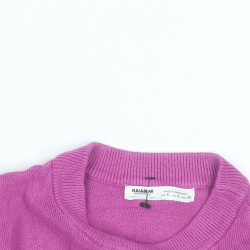 Pull & Bear Women’s Pink Mock Neck Slim Fit Knit Jumper Size 8