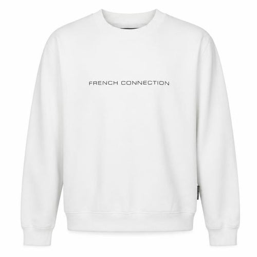 French Connection Men's White Crew Neck Logo Sweatshirt Size M