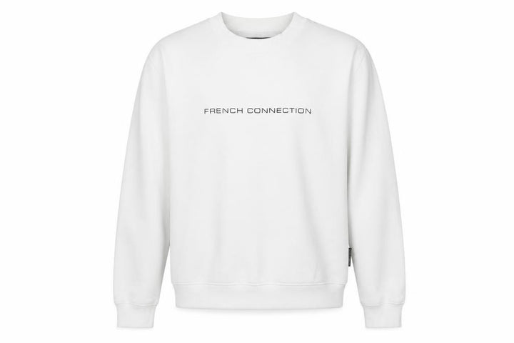 French Connection Men's White Crew Neck Logo Sweatshirt Size M
