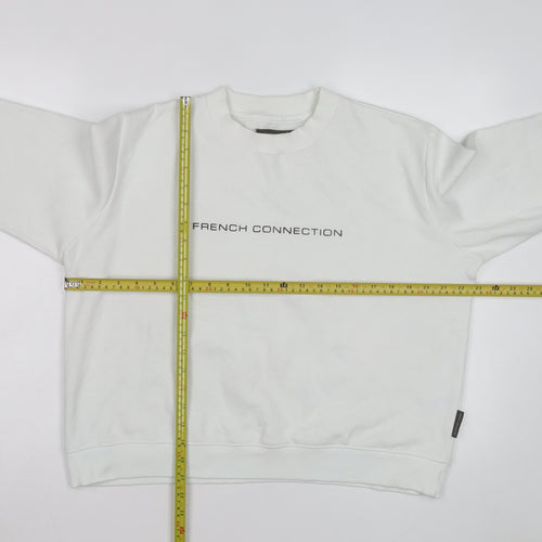 French Connection Men's White Crew Neck Logo Sweatshirt Size M