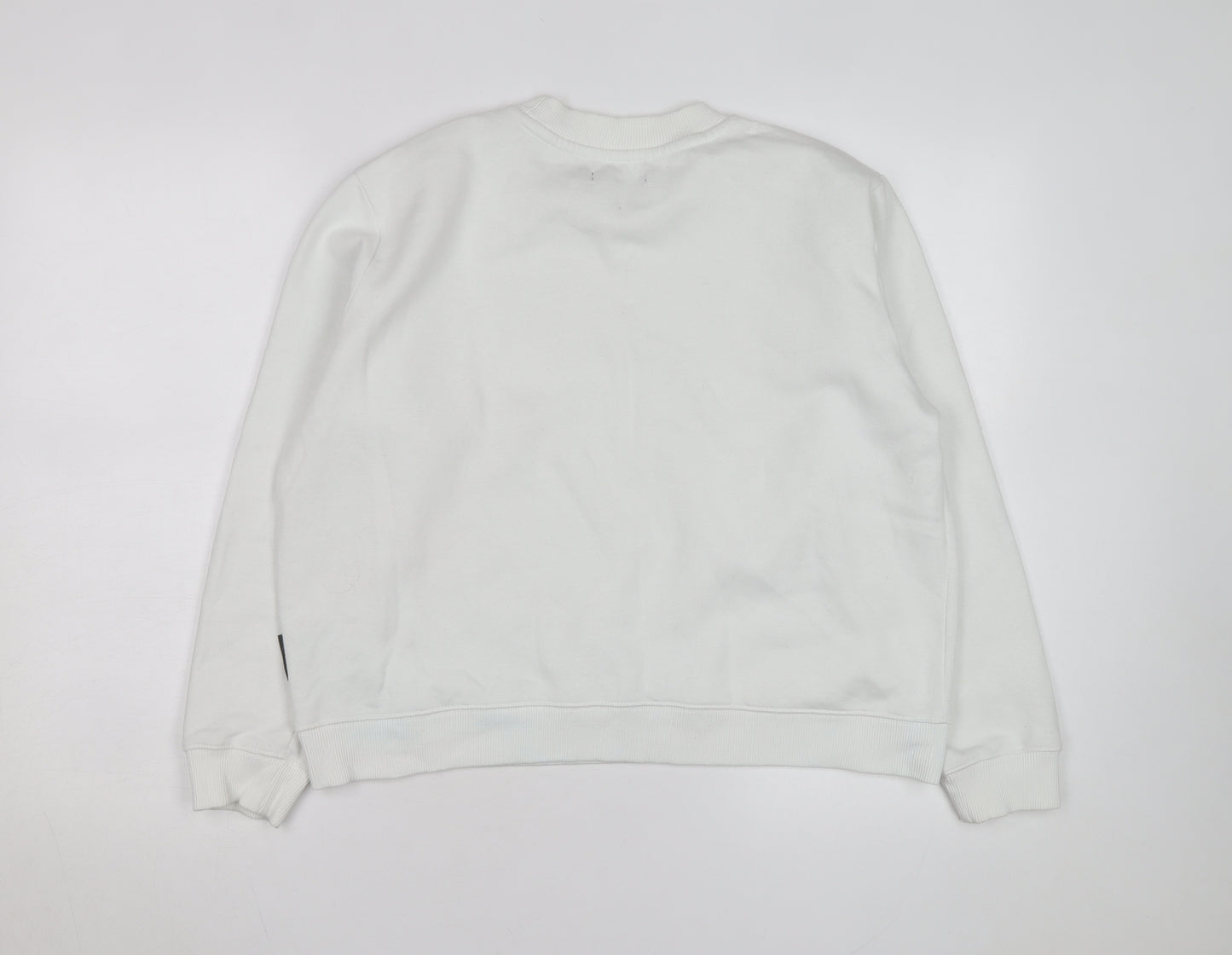 French Connection Men's White Crew Neck Logo Sweatshirt Size M
