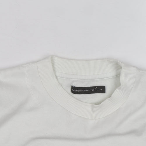 French Connection Men's White Crew Neck Logo Sweatshirt Size M