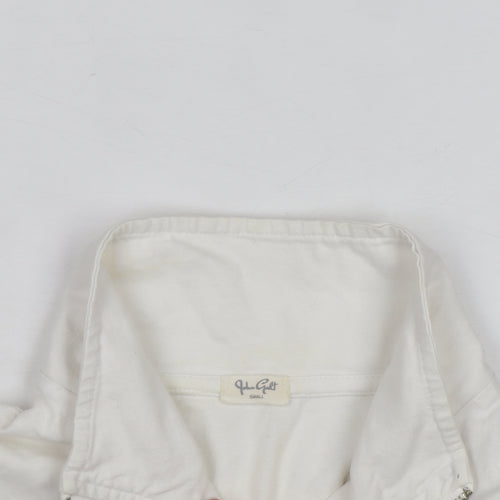 John Galt Men White 1/4 Zip Pullover Sweatshirt Small Cotton Norway 1984
