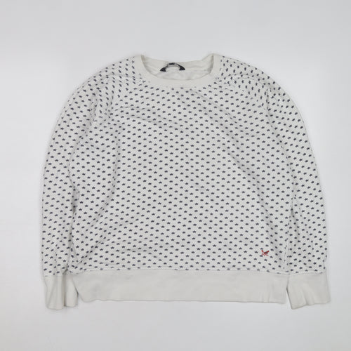 Crew Clothing Company Men’s White Star Print Pullover Sweatshirt L