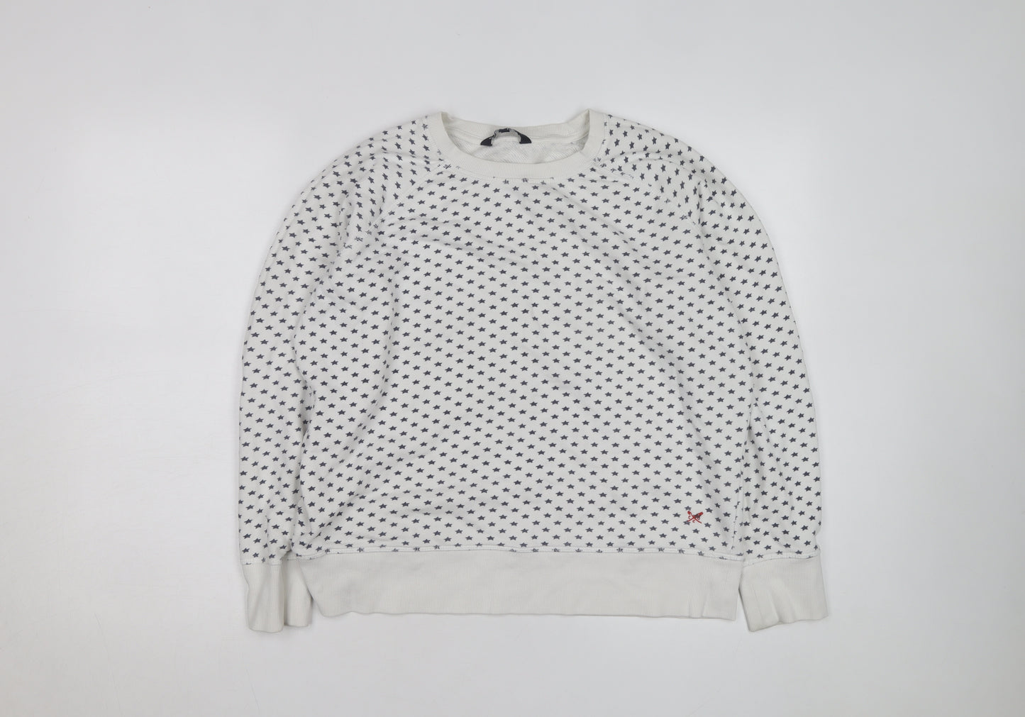 Crew Clothing Company Men’s White Star Print Pullover Sweatshirt L