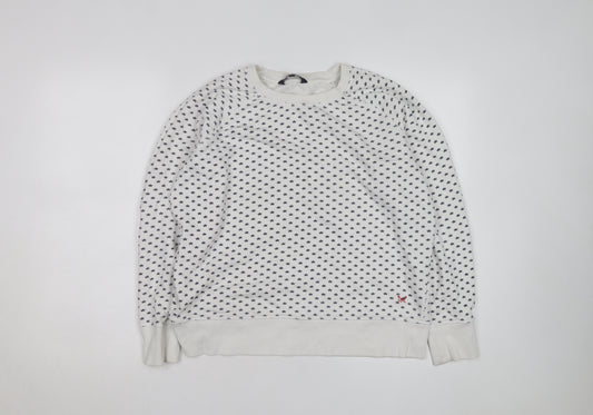 Crew Clothing Company Men’s White Star Print Pullover Sweatshirt L