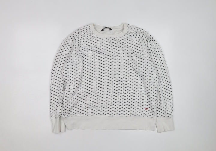 Crew Clothing Company Men’s White Star Print Pullover Sweatshirt L